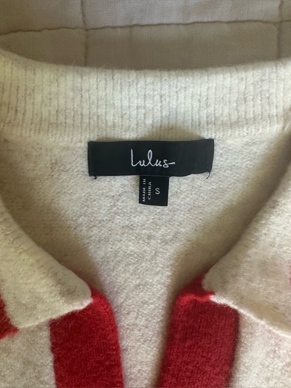 Lulus White and Red V-Neck Polo Knit Preppy Sweater Dress - Picture 6 of 6
